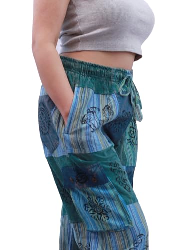 Handmade Cotton Trousers - 100% Organic Cotton, Washable, Patchwork Design, Stylish, Multicolor, 4 Pockets, Soft, Breathable, Unique Handcrafted, Durable, Comfortable Fit & Vibrant4
