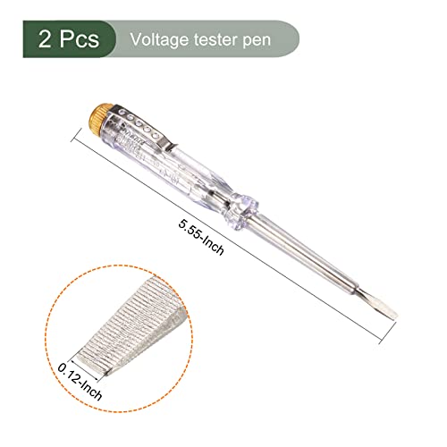Image of YOKIVE 2 Pcs Voltage Circuit Tester, 3mm Slotted Screwdriver, Great for Office, Art, Home, Daily Use (AC 100-500V, Clear)