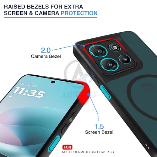 Image of AESTMO Motorola Moto G67 Power / G57 Power 5G Back Cover | 360 Protection | Matte Frosted Hard Back Translucent | Compatible with MagSafe Accessories (MagSafe Matte Hard Black Bumber)