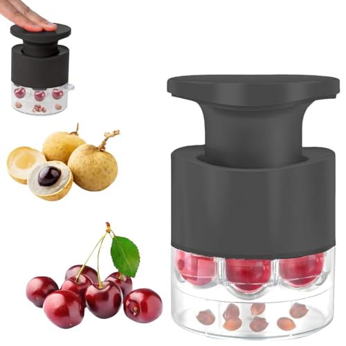 Cherry Stoner Remover,Push Type Cherry Corer,Cherry Pip Remover with Collection Container,Cherry Pitter Tool,Cherry Destoner,Cherry Pitter Tool Pit Remover,Suitable for Cheeries,Cranberries(Black)