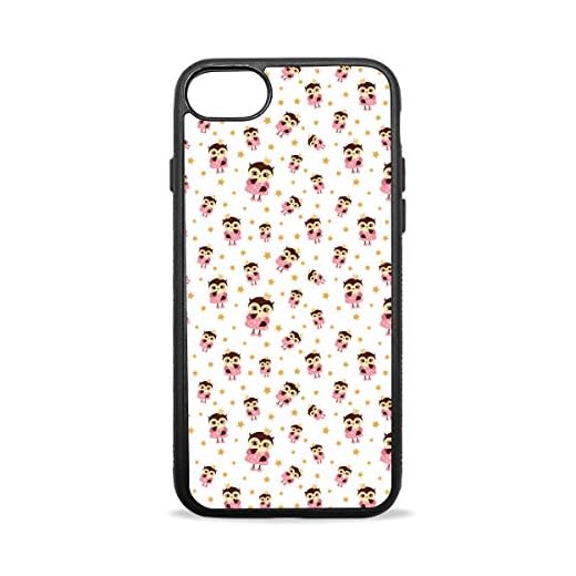 Owl Figure and Stars Pink iPhone 7/7 Plus/8/8 Plus Case Ultra-Thin Back Case Marble Drop Proof Design Printed Pattern TPU Bumper Case