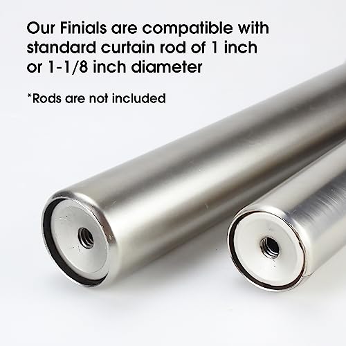 Ilaisihome Decorative Curtain Rod Finials, Polyresin Round Silver Lines Clear Finials thumb #4