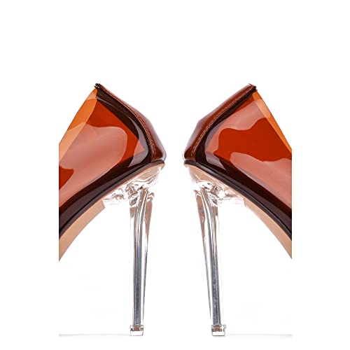 Image of Women's Pointed Toe Heels - Transparent Upper, 3.75 inch Lucite Heel & Genuine Leather Insole, Classy Pointy Pumps (Glass Doll.A)