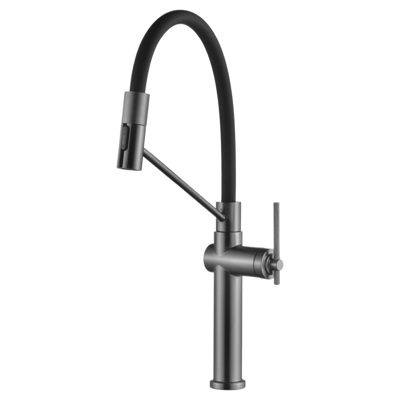QHQQXN Rubinetto da Cucina Moderno Estraibile in Ottone, Acqua Calda e Fredda, Pistola a spruzzo a 2 funzioni, Finitura Grigia, connessione G3/8, Perfetto per lavelli Moderni e Uso efficiente
