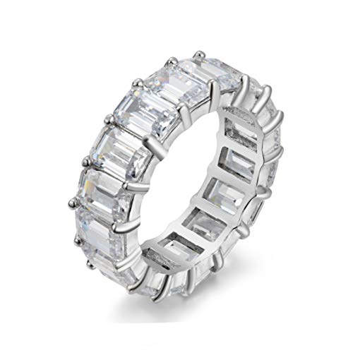 Women's .925 Sterling Silver 4x6mm Emerald Cut Eternity Ring (8)