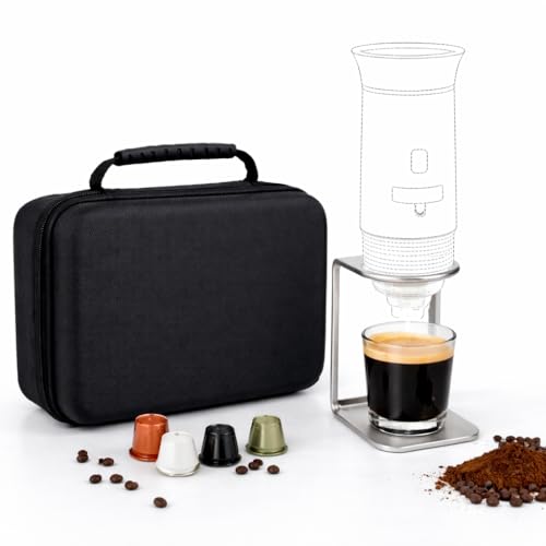 Bolsa de transporte para cafetera portátil con soporte universal, pack 2 en 1 para viaje y camping, funda tipo maletín para accesorios de café, compatible con varios modelos