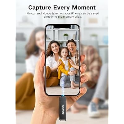 256GB Phone Flash Drive Photo Stick, USB Memory Stick for Photo Video Backup & Storage, No APP Required, Compatible with iPhone iPad Android PC, Space Gray