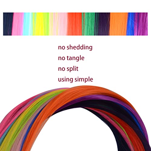 12 Pcs Colored Hair Extensions 22 Inch Colored Hair Clips Straight Synthetic Hairpieces Multi-Colors Party Highlights Clip For Women Kids Girls (Colorful Set Straight） #TOP4