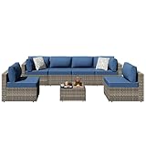 Shintenchi 7 Pieces Outdoor Patio Sectional Sofa Couch, Wicker Furniture Patio...