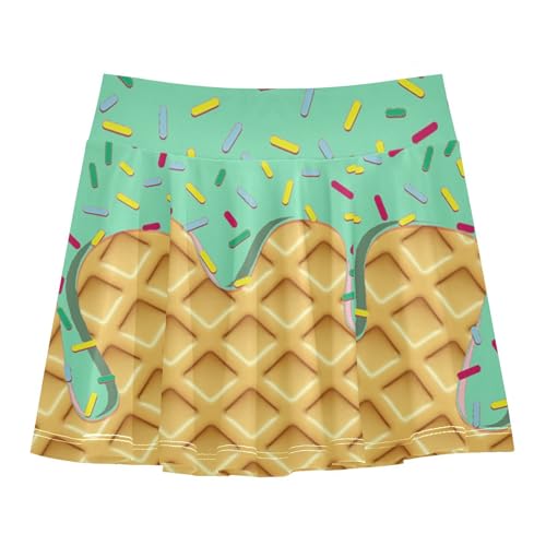 visesunny Girl's Golf Skirt Athletic Green Ice Cream Frosting Tennis Skort Sport Activewear with Double Layer Pockets