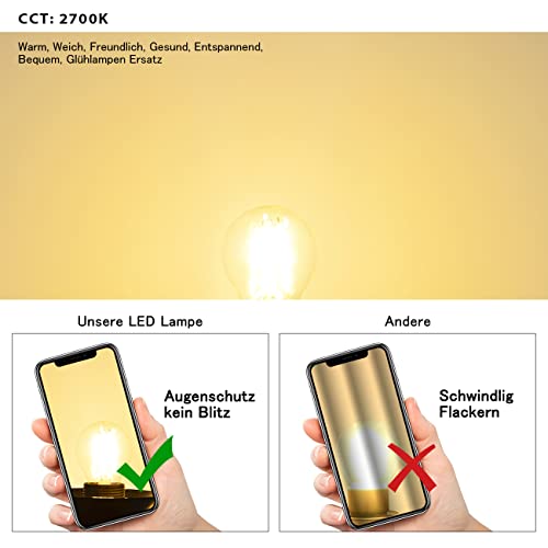 LVWIT 4W E27 Filament LED Edison Lampe G45, 2700K Warmweiß, Ersatz für 40W Glühlampe, ultrahell 470 lm, nicht dimmbar… – Ansicht 4