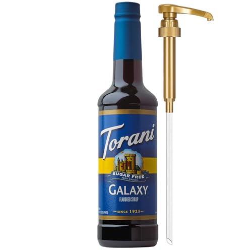 Image of Torani Sugar-Free Galaxy Syrup, Raspberry & Rum Flavoring, Glass Bottle with Pump Included, 25.4 Fl Oz