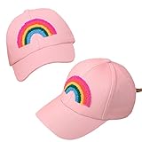Julerwoo 2 Pack for Mommy and Me Cotton Baseball Cap,Matching Adult Girl Rainbow Embroidered Hat (Pi