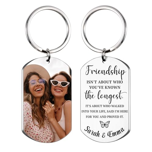 Personalized Photo Friends Keychain Friendship Gifts For Women Friends Best Friend Bff Bestie Gifts Custom Picture Keychain Unique Friend Gifts For Girls Sister Bestie Female Birthday Christmas Gifts