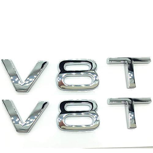 Image of 2pcs OEM ABS Nameplate Compatible for V8 T Chrome Emblem 3D Trunk Logo Badge Compact Decoration