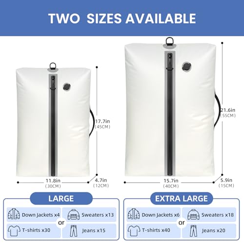 Image of BAGAIL TPU Vacuum Bag for Travel, Reusable Compression Bag with IPX8 Waterproof Zipper, Save Space for Suitcase, Backpack and Carry on (Cream, ExtraLarge, With Pump)