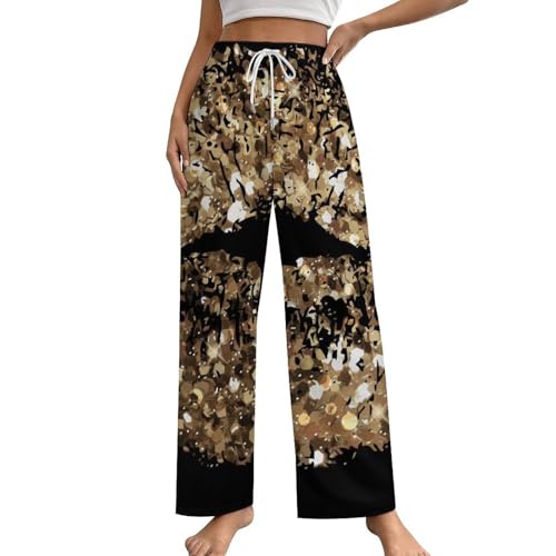 Bas de pyjama femme avec poches pantalon de nuit taille S imprimé lèvres dorées