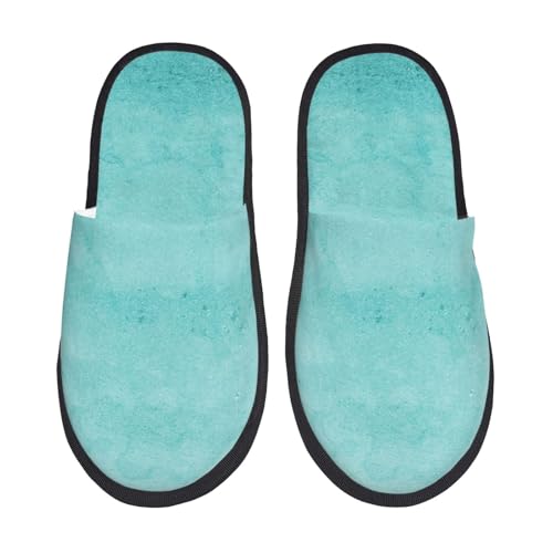 Blue And Turquoise Print Women Slippers Home Furry Shoes Keep Men Couples Shoes Warm For Women-