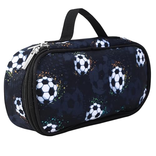 NPSPVOK Estuche Escolar, Estuche Lapices Grande, Estuches de fútbol para niños y niñas, Portalapices Negro para Lápices, Estuches Organizador de papelería Oficina, Regalos para Estudiantes