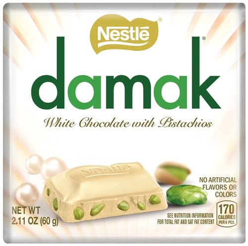 Damak White Chocolate & Pistachio 6*60G (Total 360G) By Nestle 12.6986 Ounce #TOP1