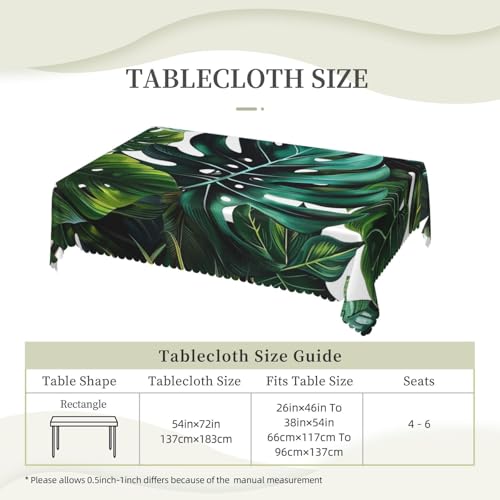 Nappe rectangulaire lavable imprimée feuilles tropicales pour cuisine et banquet