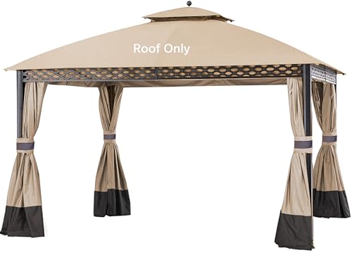 JANCANOPY Replacement Cover Compatible with SUNJOY Westbrook 10 x 12 Gazebo A101007903 Oakmont L-GZ1188PST-A Pinehurst L-GZ1188PST RONA Fairfield Gazebo L-GZ1139PST/A101001200 (Light Beige)