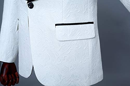 Men Paisley Jacquard Floral Slim Fit Tuxedos Wedding Groom Suits 3 Piece White Red Pink4