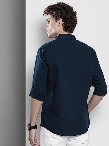 Image of The Indian Garage Co Men Regular Fit Solid Full Sleeves Spread Collar Casual Shirt