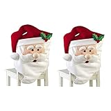 TMEOG Cubierta de la Silla de Navidad, Creativo Lindo Fundas para Sillas Fiesta en Casa Cena Cocina Mesa EE Comedor Asiento Trasero Decoración del Partido Regalo (Mr Santa (2PCS), 44 * 74cm)