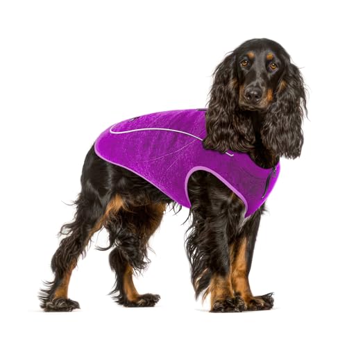 Image of Insulated Fleece Sweater for Dogs | Lightweight Warm Dog Vest | Zipper Port for Harness | Cold Weather Winter Jacket | Rain Snow Repellant Coat | Adjustable for Small Medium Large Girl Dogs (Purple /M)
