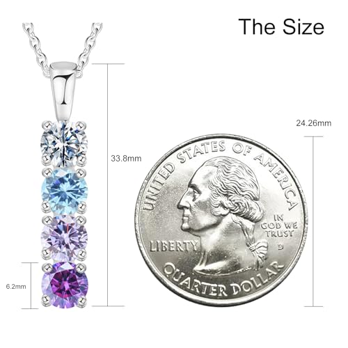 925 Sterling Silver Personalized Simulated Birthstones Necklace for Mother Custom Mother Necklaces with 1-6 Birthstones Personalized Family Necklace for Mother's Day2