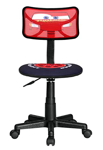 Image of Disney Pixar Cars Themed Rolling Desk Chair - Adjustable Height Swivel Chair with Mesh Back for Home or Office