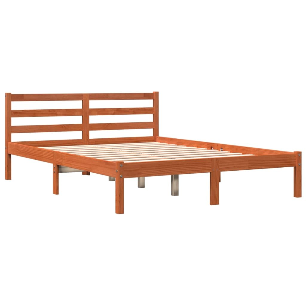 vidaXL Cadre de lit sans Matelas Cire Marron 120x190cm Bois pin Massif