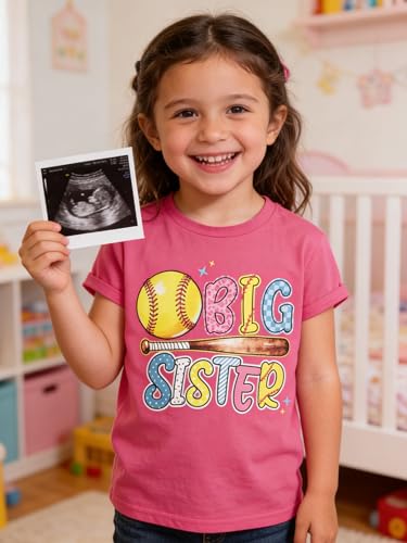 Image of Funnycokid Big Sister Shirts for Girls Pregnancy Announcement Toddler Promoted to T-Shirt 1-7 Years