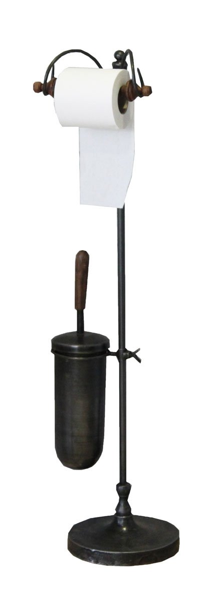 Keyhomestore Porta SCOPINO con Porta Rotolo per Bagno Nero