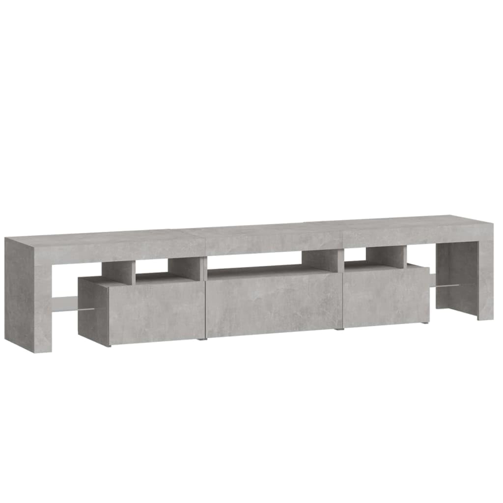 vidaXL Mobile Porta TV con Luci LED Grigio Cemento 200x36,5x40 cm