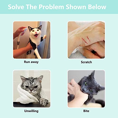 Image of KlerRoem Cat Bathing Bag, Adjustable Anti-bite and Anti-Scratch Cat Shower Mesh Grooming Bag for Pet Dogs and Cats, Includes Pet Nail Clipper, Nail File, Grooming Glove, and Cat Shell Comb
