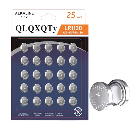 25 Pack Pilas Alkalinas LR1130 AG10 1.5V Botón
