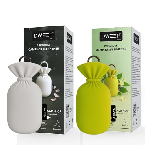 Image of Dweep Organic Camphor Air Freshener Pack of 2 | 100% Camphor Based | Long Lasting Freshener for Car, Wardrobe, Office Cabin, Travel Bag & Bathroom | Natural Odor Control (ORIGINAL-MOGRA)