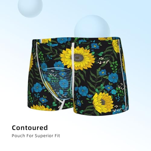 Boys' Cotton Boxer Brief Soft Underwear-Sunflowers And Blue Flower4