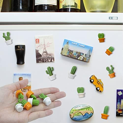 24pc Fridge Magnet Cactus, Mini Magnets Strong, Cute Small Magnets, Magnets for Whiteboard Office Kitchen Home Decor Refrigerator Use( White+Orange Cactus )