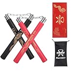 fastvert 2 pairs Durable Nunchuck,Lightweight Foam Training Nunchucks for Beginners and Kids (Feature:Thicker Stick with Steel Swivel Chain)