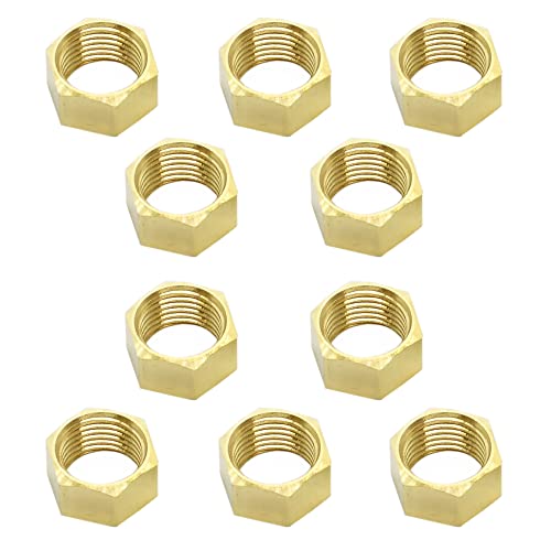 10 pcs Solid Brass Hex Nuts 1/8” NPT Female Thread