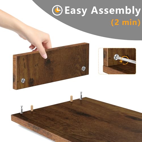 TAVR Dual Monitor Stand Riser, Computer Monitor Stands for 2 Monitors, Extra Long Multifunctional Desktop Organizer Riser for Computer, Laptop, PC, Printer, TV, Max 48.2\" Length, Rustic Brown