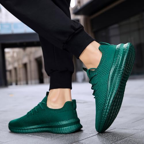 Image of Men's Shoes Running Walking Sneakers Casual Tennis Slip on Shoes Lightweight Breathable Fashion Comfortable Workout Athletic for Shoes Gym Sport Dark Green Size US 8.5
