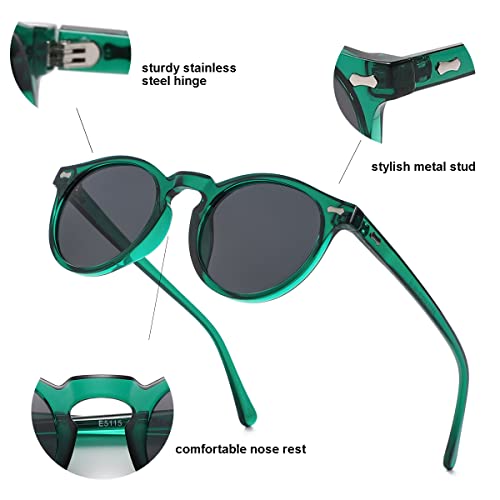 Image of Gleyemor Vintage Polarized Sunglasses for Men Round Sunglasses UV400 Protection Retro Hand-crafted Acetate Frame