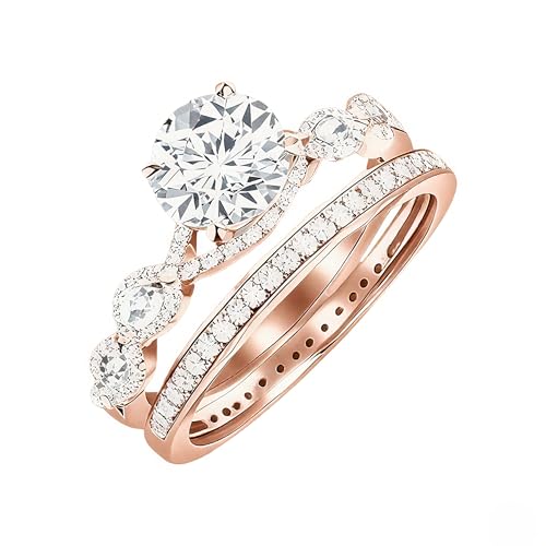 10K 14K 18K White/Yellow/Rose Gold IGI Certified Lab Grown Diamond Personalized Engagement Wedding Ring Set for Women 1-5 Carat D Color-VVS Clarity Size 3-153