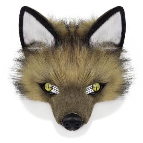 hbbhml Wolf Mask Half Face Animal Dog Fox Werewolf Masks for Halloween Party Cosplay Costume Props by hbbhml - Used condition - Image 4