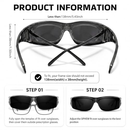 Image of SIPHEW Mirrored Sunglasses Polarized Fit Over Glasses for Men&Women