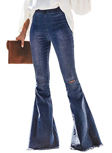 Paitluc womens classic stretchy flare bell bottom denim jeans pan…